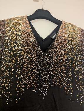 Just Cavalli Black Long Sleeve Embellished Studded Dress Size 40